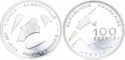 France 100 Francs Jeux Paralympiques - 1992 - Argent - Avec boite et certificat - Frappe BE