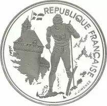 France 100 Francs JO Albertville - Cross Country Skiing - 1991 - Proof - with certificate