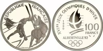 France 100 Francs JO Albertville 1992 - Saut � Ski - Frappe BE - sans boite ni certificat