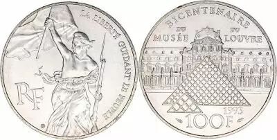 France 100 Francs Liberty - Bicentennial of Louvre 1993