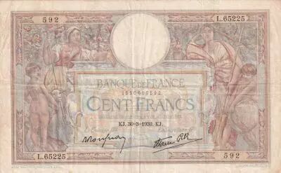 France 100 Francs Luc Olivier Merson - 30-03-1939 - Serial L.65225