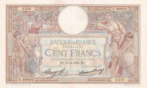 France 100 Francs Luc Olivier Merson - Large Cartridges - 14-11-1935 - Serial U.49922