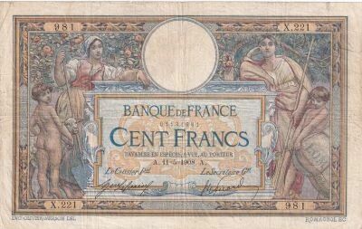 France 100 Francs Luc Olivier Merson - LOM - May 11, 1908 - Series X.221