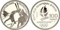 France 100 Francs Olympics games Albertville 1992 - Ski Jumping - SILVER - KM.983