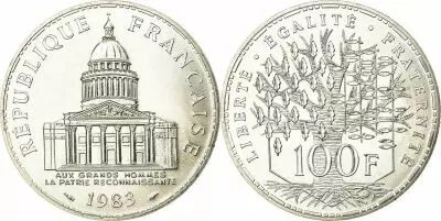 France 100 Francs Pantheon - 1982 Silver