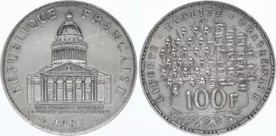 France 100 Francs Pantheon - 1987 XF - Silver