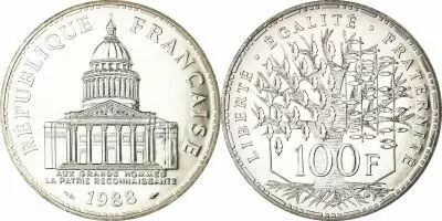 France 100 Francs Panth�on - 1988 - Argent - ISSU DE COFFRET