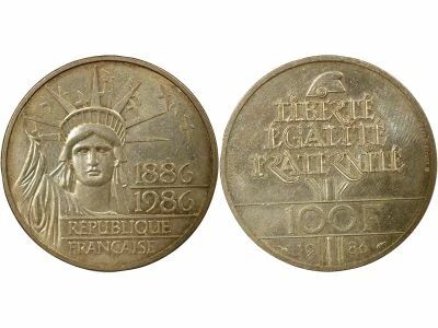 France 100 Francs Statue de la Libert�, Pi�fort - 1986 - Argent