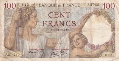 France 100 Francs Sully -  08-01-1942 - S�rie F.27425