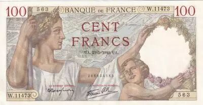 France 100 Francs Sully -  23-05-1940 - Serial W.11473