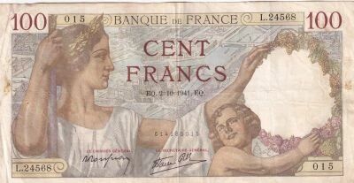 France 100 Francs Sully - 02-10-1941 - S�rie L.24568