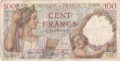 France 100 Francs Sully - 05-10-1939 - S�rie X.2479