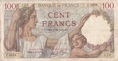 France 100 Francs Sully - 07-12-1939 - S�rie C.4958