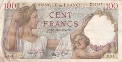 France 100 Francs Sully - 11-07-1940 - S�rie Z.12485
