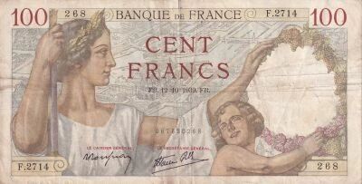 France 100 Francs Sully - 12-10-1939 - Serial F.2714