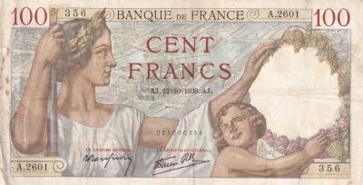France 100 Francs Sully - 12-10-1939 - S�rie A.2601