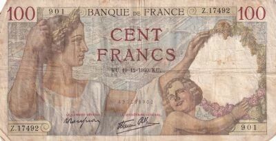 France 100 Francs Sully - 19-12-1940 - S�rie Z.17492