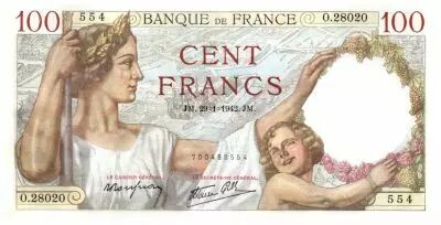 France 100 Francs Sully - 29-01-1942 S�rie O.28020