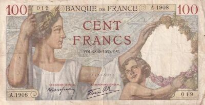 France 100 Francs Sully - September 28, 1939 - Series A.1908