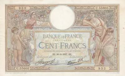 France 100 Francs Women and childs - 30-09-1937 Serial U.55605