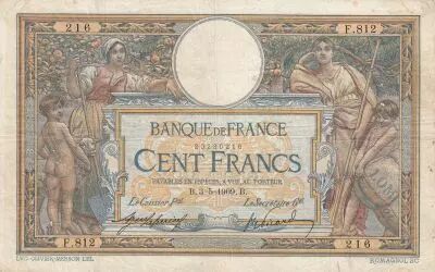 France 100 Francs Women with child - with LOM - 03-05-1909 Serial F.812