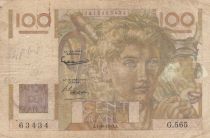 France 100 Francs Young farmer - Inverted Watermak - 01-10-1953 - Serial G.565