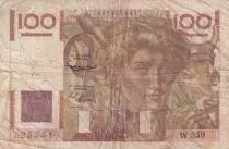 France 100 Francs Young farmer - Inverted Watermak - 01-10-1953 Serial W.559 - TB