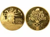 France 100 Gold Francs, Statue of Liberty - 1986 Pessac