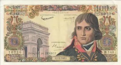 France 100 NF - Bonaparte - 01-02-1962 - Serial B.143