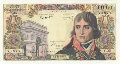 France 100 NF - Bonaparte - 03-12-1959 - Serial T.35