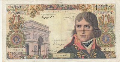 France 100 NF Bonaparte - 7 April 1960 - Series G.59