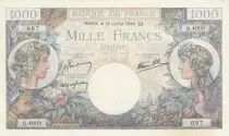France 1000 Francs - 13-07-1944 Serial Q.4009 - P.96 - AU
