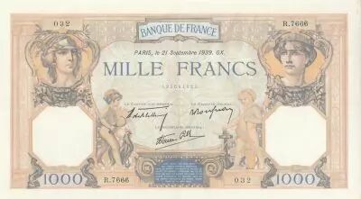 France 1000 Francs - C�r�s et Mercure - 21-09-1939 - S�rie R.7666