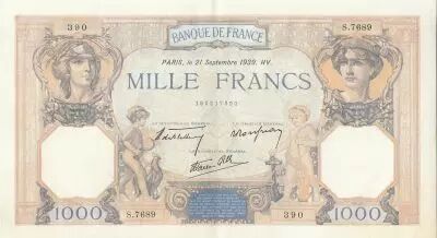 France 1000 Francs - C�r�s et Mercure - 21-09-1939 - S�rie S.7689