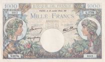 France 1000 Francs - Commerce and Industry - 13-07-1944 - Serial Q.3794 - P.96