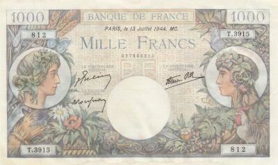 France 1000 Francs - Commerce and Industry - 13-07-1944 - Series T.3915