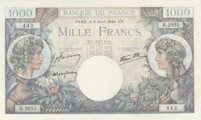 France 1000 Francs - Commerce et Industrie - 06-04-1944 - S�rie H.2055
