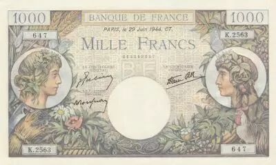 France 1000 Francs - Commerce et Industrie - 29-06-1944 - S�rie K.2563
