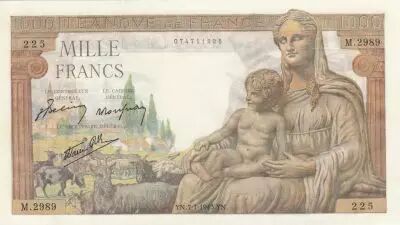 France 1000 Francs - Deesse Demeter - 07-01-1943 - Serial M.2989