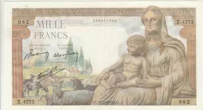 France 1000 Francs - Demeter - 18-02-1943 - Serial X.4275