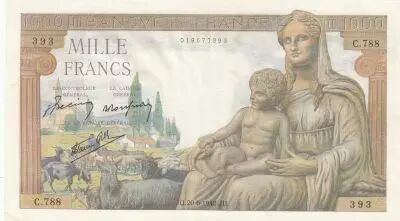 France 1000 Francs - Demeter - 20-06-1942 - Serial C.788