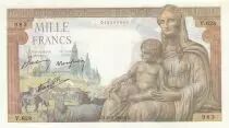 France 1000 Francs - Goddess Demeter - 20-06-1942 - Serial V.628