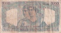 France 1000 Francs - Minerva and Hercules - 05-05-1948 - Serial W.411 - VG to F - P.130b