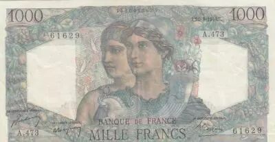 France 1000 Francs - Minerva and Hercules - 26-08-1948 - Serial A.473