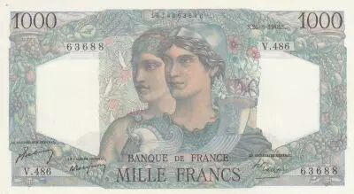 France 1000 Francs - Minerva and Hercules - 26-08-1948 - Serial V.486