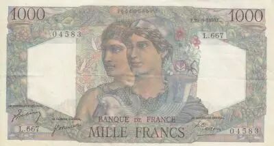 France 1000 Francs - Minerva and Hercules - 29-06-1950 - Serial L.667