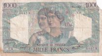 France 1000 Francs - Minerve et Hercule - 12-04-1945 - Serial V.6 - VG to F - P.130a