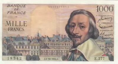France 1000 Francs - Richelieu - 04-10-1956 - Serial E.277