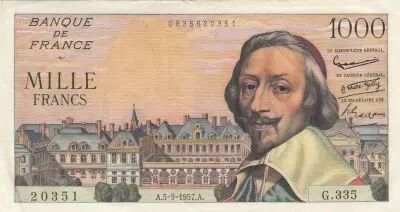 France 1000 Francs - Richelieu - 05-09-1957 - S�rie G.335