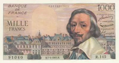 France 1000 Francs - Richelieu - 07-04-1955 - Serial R.145